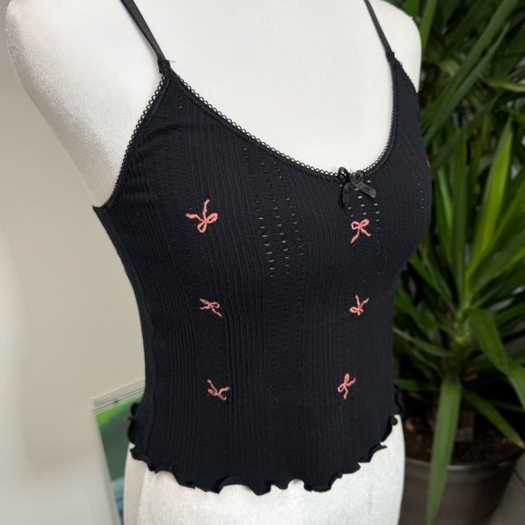 Anthropologie LyreBird Pink Bow Pointelle Longline Bra L/XL NWT Coquette - Picture 6 of 8